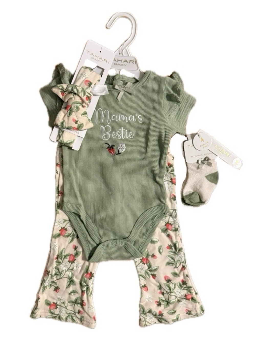 Tahari Baby Girl “Mama's Bestie” 4 Piece Outfit Set